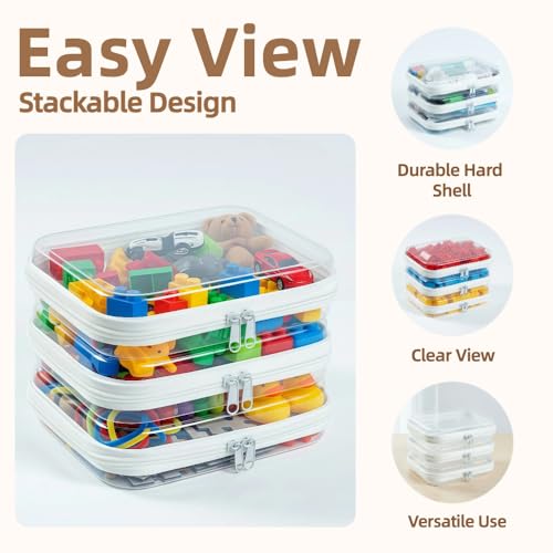 6-Pack Medium Clear Hard Shell Zipper Pouches, Clear Zipper Bags, Hard Case Pouches for Purse & Diaper Bag Organizer, and Travel Essentials (6M) - size: 6M