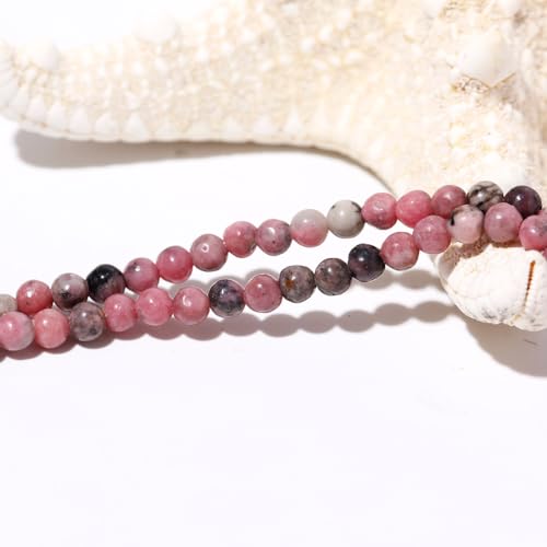Simple Choker Necklace for Women Real Stone and Crystals Necklaces 4mm Beaded Choker Jewelry Meditation Gift for Women (16"+2") - style: Rhodonite