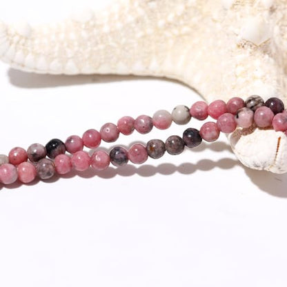 Simple Choker Necklace for Women Real Stone and Crystals Necklaces 4mm Beaded Choker Jewelry Meditation Gift for Women (16"+2") - style: Rhodonite