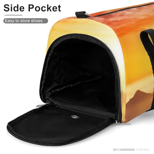 Yoga Meditation Barrel Gym Bags for Men And Women, Duffle Bag for Travel Sports Bag Camping Weekend Carry on Overnight Duffel Bag with Shoulder Strap