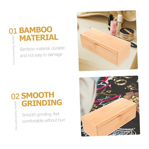 ABOOFAN 2pcs Bamboo Keepsake Storage Box with Lid Versatile Organizer for Jewelry Eyeglasses Crafts Sturdy Retro Design for Practical Use