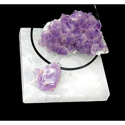 Set of 3 Meditation and Healing Kit Amethyst rough necklace,Amethyst,Selenite Plate 3"