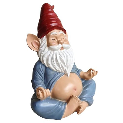 Meditating Yoga Gnome Statue - 7.5'' Handcrafted Garden & Indoor Decor, Meditation Zen Sculpture with Lotus Pose, Weatherproof Outdoor Ornament & Home Decoration, Unique Gift for Women/Men