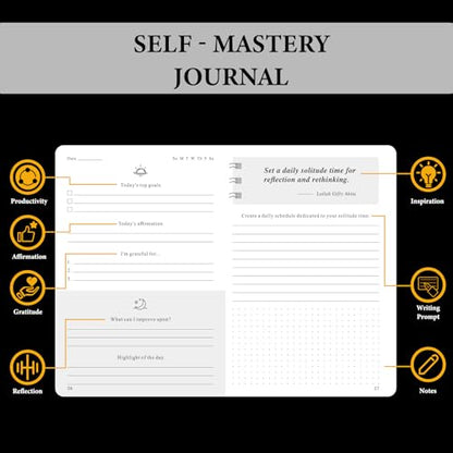 Self-Mastery Journal for Men - Gratitude Journal for Daily Reflection, Positivity and Self - Care and Reflection - Guided Manifestation Journals - Goal Journal for Women & Men(Black) - color: Black