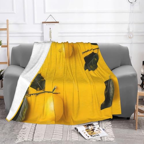 Yellow Lemon 1 Prints Throw Blanket (320g Flannel) Anti-Pilling Warm Fuzzy Blankets for Bed Sofa Couch Travel 40x30 Inch - color: Yellow Lemon 1, size: 40x30 Inch