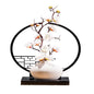 Statues Ornaments Decoration with white flowers of waxberry,Coffee Room Arrangement,Small Figurine Collectibles Meditation Decor, White Ceramic, Living Room, Yoga Zen, Home Decoration. Sculpture Figur