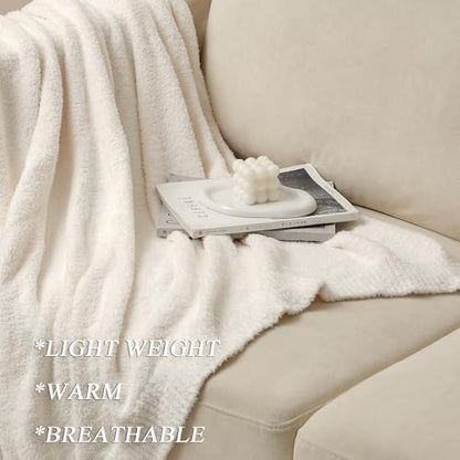 bearberry Super Soft Fluffy Throw Blanket Lightweight Cozy Warm Bed Blankets for Couch Bed Sofa All Season (Cream, 60”x80”) - color: Cream, size: Twin(60″x80″)
