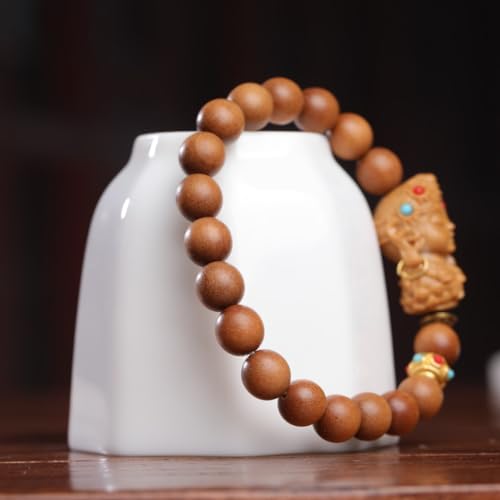 Zen Dear Unisex Teak Wood Prayer Beads Buddha Buddhist Beads Japa Mala Necklace Bracelet Bead - style: 8mm x 18 beads+GuanYin