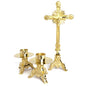 Needzo Elegant Brass Cross with Candle Holders Altar Set, Catholic Church Supplies, 16.75 Inches