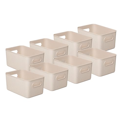 Superio Eco-Friendly Decorative Plastic Basket Open Home Storage Bins Organizer Baskets, Medium (8 Pack) Container Boxes for Organizing Closet Storage Bins for Shelves Drawer Shelf 5 Liter - color: Eco-Friendly, size: 5 Liter (8 Pack)