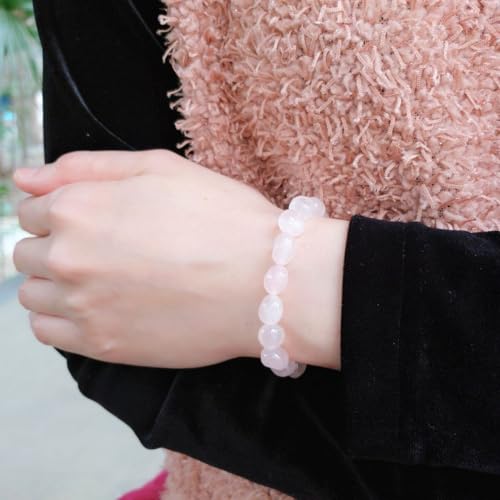 Adabele 1pc Natural Stretch Gemstone Bracelet 7mm-10mm Free Form Bead 7 Inch 7.5 Inch Healing Crystal Engergy Quartz Chakra Jewelry Women Birthday Gift - color: Grade A Rose Quartz, size: 7.5 Inch (bead size 7-10mm)