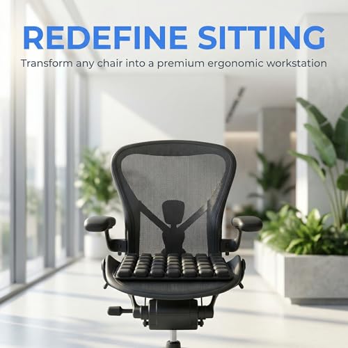 Travel Seat Cushion for Airplane, Inflatable Press to Inflate No Pump, 49 Air Cells Coccyx & Tailbone Pain Relief Cushion for Car Wheelchair, with 3D Eye Mask - size: Large