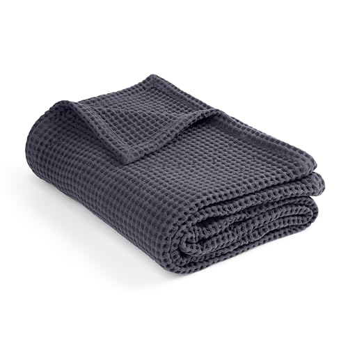 Throw Blanket for Couch, 100% Cotton Soft Lightweight Breathable Summer Blanket Throws, Waffle Weave Throw Size Bed Blanket: Grey (50"x60") - color: Grey, size: Throw (50" x 60")