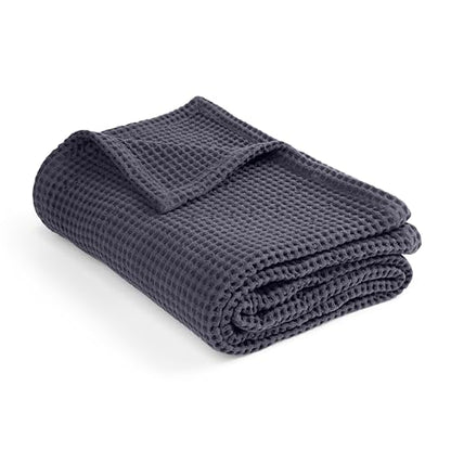 Throw Blanket for Couch, 100% Cotton Soft Lightweight Breathable Summer Blanket Throws, Waffle Weave Throw Size Bed Blanket: Grey (50"x60") - color: Grey, size: Throw (50" x 60")
