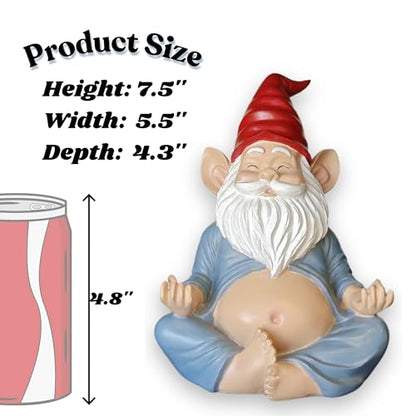 Meditating Yoga Gnome Statue - 7.5'' Handcrafted Garden & Indoor Decor, Meditation Zen Sculpture with Lotus Pose, Weatherproof Outdoor Ornament & Home Decoration, Unique Gift for Women/Men