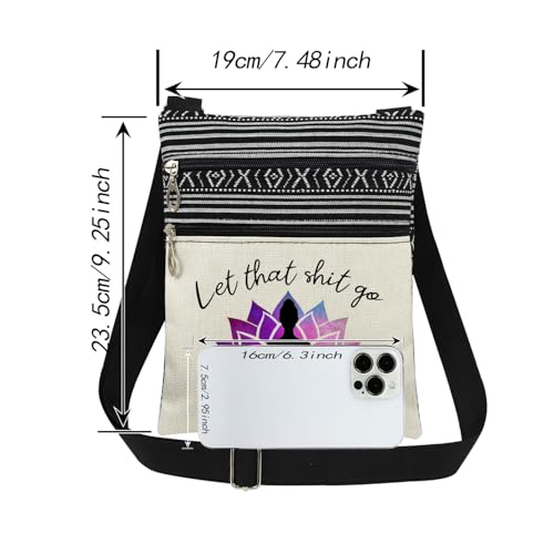 Yoga Meditation Print Crossbody Bag with Adjustable Strap Mystic Lotus Design for Women Messenger Bag Funny Zen Meditation Gift for Her Birthday Gift Stress Relief Holiday Present