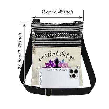 Yoga Meditation Print Crossbody Bag with Adjustable Strap Mystic Lotus Design for Women Messenger Bag Funny Zen Meditation Gift for Her Birthday Gift Stress Relief Holiday Present