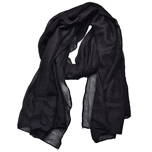 Women's Cotton Scarves Lady Light Soft Fashion Solid Scarf Wrap Shawl - color: Black