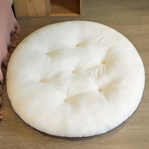 Lifup Extra Large Floor Pillow for Adults, 39" Round Tufted Plush Meditation Cushion for Classroom Balcony Tatami Living Room Yoga Seating White 39" - color: White, size: 39"L x 39"W x 4"H