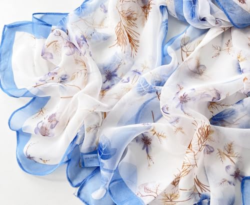 Pokeedioty Scarfs for Women Lightweight Fashion Scarves Elegant Floral Pattern Sheer Scarfs Sunscreen Shawls Wraps - color: P 0142