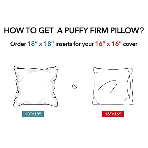 Oubonun 18"x18" Pillow Inserts (Set of 2) - Throw Pillow Inserts with 100% Cotton Cover - 18 Inch Square Interior Sofa Pillow Inserts - Decorative Pillow Insert Pair - White Couch Pillow - style: 18x18 Inch (Pack of 2)