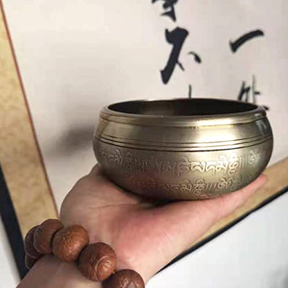 Copper Bowl 11cm Handmade Tibetan Singing Bowls Scripture Buddha Sound Bowl Yoga Meditation Buddha Sound Bowl Ornamentfor for Healing Prayer Bowl,A - color: A