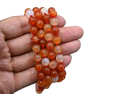 Amazing Gemstone Carnelian Mala Beads - 108 Prayer Beads for Meditation and Mindfulness Practice, Handcrafted Mala Beads with Natural Gemstones for Spiritual Healing and Relaxation (Knotted) - color: Carnelian, style: Knotted