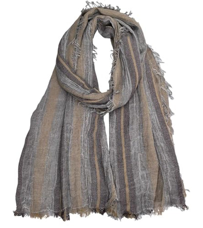 Artistic Retro Cotton And Linen Scarf, Plain Tie Dye Gradient Autumn And Winter New Soft Cotton Shawl - color: Light Gray