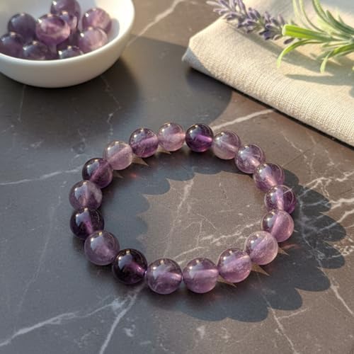 The Alchemist's Arcanum Adjustable Beaded Wrist Accessory for Men and Women, Stretch Fit Stone Bead Jewelry for Daily Wear and Gifting - color: Amethyst