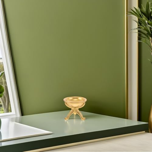 Kichvoe Religious Prayer Offering Bowl Decorative Altar Wash Basin Resin Sculpture Gold Tone Hand-painted Multi-function Sacrifice Prop for Worship and Holiday Display