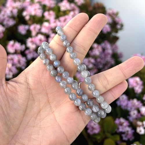 Adabele 1pc Natural Stretch Gemstone Bracelet 6mm (0.24 Inch) Bead 7" 7.5" 8 inch Healing Crystal Quartz Energy Chakra Jewelry Women Birthday Gift - color: Grade A Labradorite, size: 7 inch