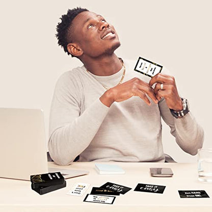 Seajan 200 Pcs Positive Affirmation Cards Gift for Men Employee Black Motivational Inspirational Cards with Quotes Encouragement Bulk with Boxes for Office Business Daily Affirmation