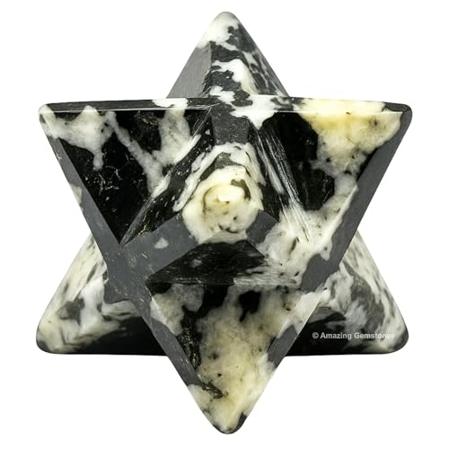 Amazing Gemstone Black & White Tourmaline - 0.75 Inches Metaphysical Merkaba Star for Meditation - Energetic Tetrahedron Crystal and Healing Stones for Spiritual Growth and Healing (15-20mm) - color: Black & White Tourmaline, size: 15-20 mm