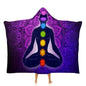 Seven Chakra Yoga Meditation Lotus Purple Mandala Large Size Comfortable Hooded Blanket, Warm Blanket 40"x50" - color: Seven Chakra Yoga Meditation Lotus Purple Man, size: 40"x50"