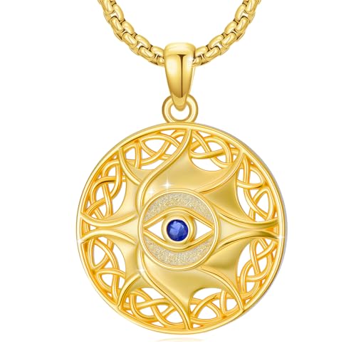 Evil Eye Necklace for Women 925 Sterling Silver, Protection Necklace with Blue Evil Eye Charm, Evil Eye/Lotus Pendant Jewelry, Birthday Christmas Gifts for Her - style: Evil Eyes 03