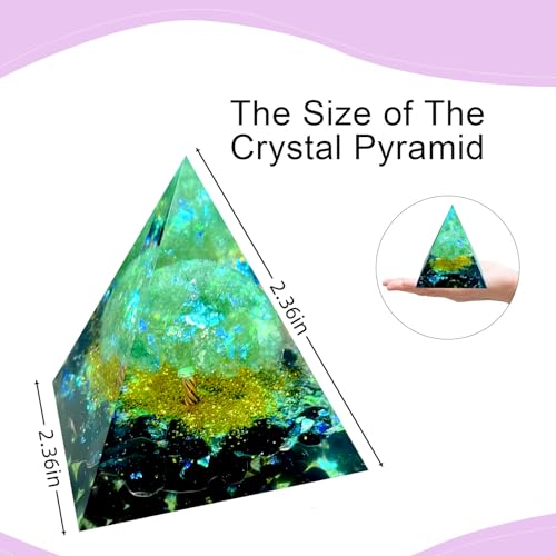 Tree of Life Orgone Pyramid,Natural Green Strawberry&Obsidian Orgonite Healing Crystal Pyramid,Crystal Stone Positive Reiki Energy Generator Collection Wealth Lucky Meditation Tool(6cm) - color: Black