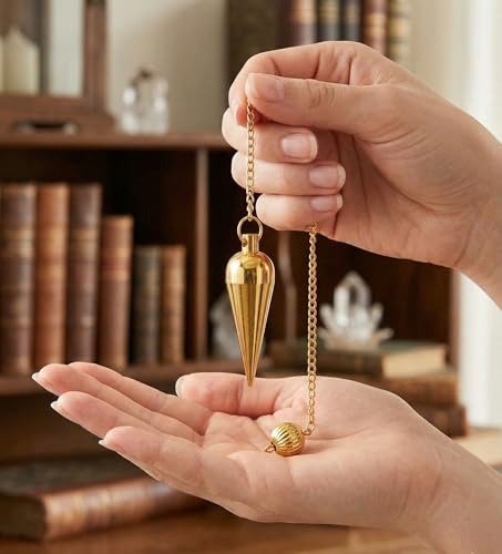 Long Cone Brass Metal Pendulum Healing Dowsing Divination Meditation Metaphysical Reiki Pendulum - color: Long Cone