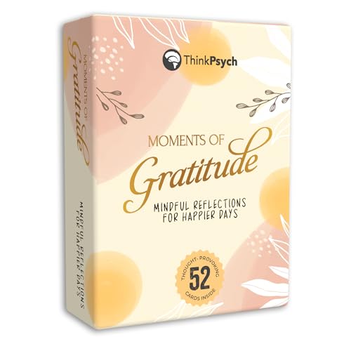 ThinkPsych Moments of Gratitude Cards | 52 Daily Questions for Mindfulness & Self-Reflection | Positive Psychology Self-Care Deck | Teens & Adults Gift | Gratitude Journal Ideas