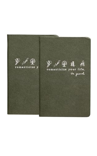 Journal To Romanticize Your Life: Reflection Manifestation Journal for Mindfulness, Guided Mindfullness Green (2) (+200 Tips, Authenticity, Minimalism, Men&Women) - size: 2 pack