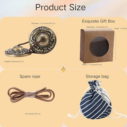 Tibetan Tingsha Cymbals Meditation Chime Bells 2.5" 2 Dragons with Bell Embossed Brass Bells with Gift Box Drawstring Cloth Bag for Sound Healing, Yoga, Stress Relief Meditation Instruments - color: 2 Dragons