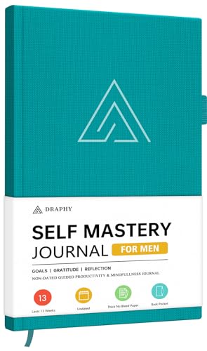 Self-Mastery Journal for Men - Gratitude and Productivity Journal for More Happiness, Positivity, Growth, Mindfulness, Self Care and Reflection - Guided Inspirational Journals for Men & Women - color: Turquoise