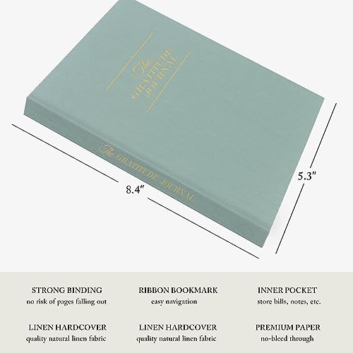 The Gratitude Journal - for More Mindfulness, Happiness, Positive Vibes, Affirmations, Productivity, and Self Reflection -Undated Daily Journal - color: Emerald Green
