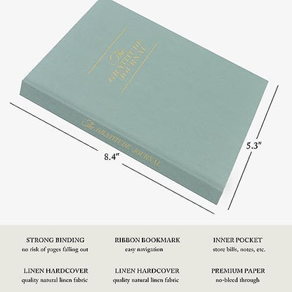 The Gratitude Journal - for More Mindfulness, Happiness, Positive Vibes, Affirmations, Productivity, and Self Reflection -Undated Daily Journal - color: Emerald Green