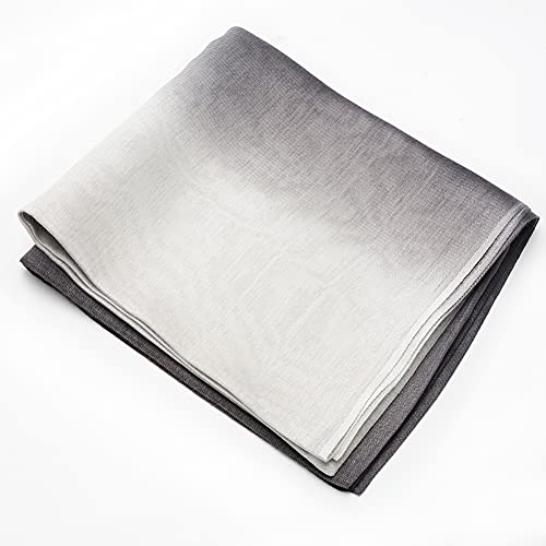 Cotton Silk Scarf Elegant Soft Wraps Color Shade Scarves for Women - color: Gradient - Dark Grey