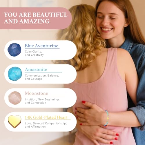 yupoxiu Inspirational Gifts for Women Birthday - Healing Natural Stone Bracelets, Thinking of You Get Well Soon Gifts for Women Friend Sister - style: I-Blue Aventurine & you're