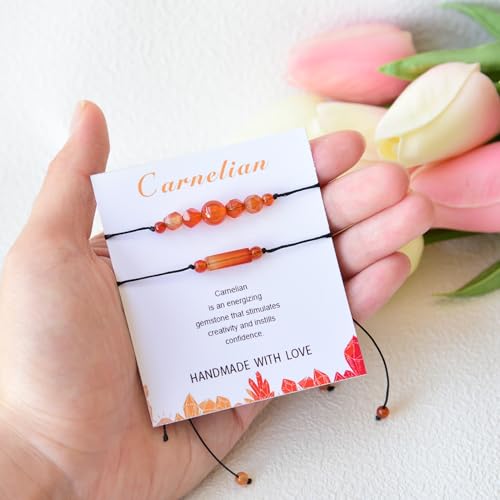 2Pcs Triple Protection Empath Energy Protection Bracelets Black Obsidian and Tiger Eye Evil Eye Carnelian Amethyst Natural Stone Jewelry for Women Men Gifts for Him Her - style: Carnelian