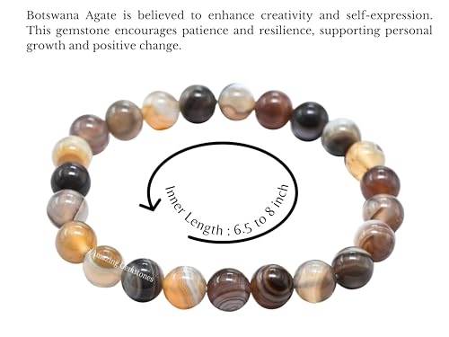 Amazing Gemstone Crystal Bracelet for Women Men's Gifts - Protection Healing Crystal Bracelet - 8mm Gemstone Beaded Stretchable Bracelet Pulseras Para Hombres Mujer Stocking Stuffers Mothers Day Gift (Botswana Agate) - color: Botswana Agate
