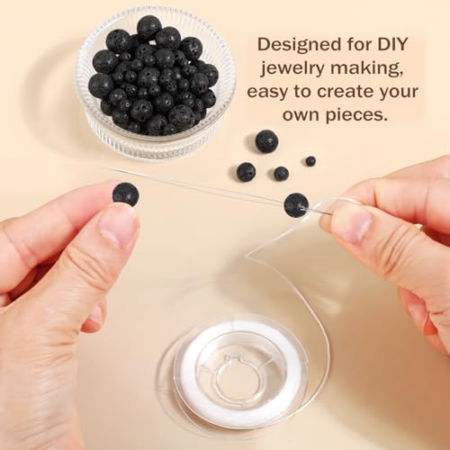 AD Beads 8mm Natural Round Loose Beads 110 Pieces, for Making 108 Mala Prayer Beads Necklace, Bracelet & Yoga Meditation, Jewelry Design (Black Lave) - color: Black Lave, size: 8mm-110pcs