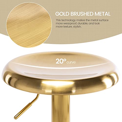 Adjustable Bar Stool, Swivel Round Metal Airlift Barstool, Backless Counter Height Bar Chair for Kitchen Dining Room Pub Cafe, 1 pc (Gold) - color: Gold, size: 1 pc