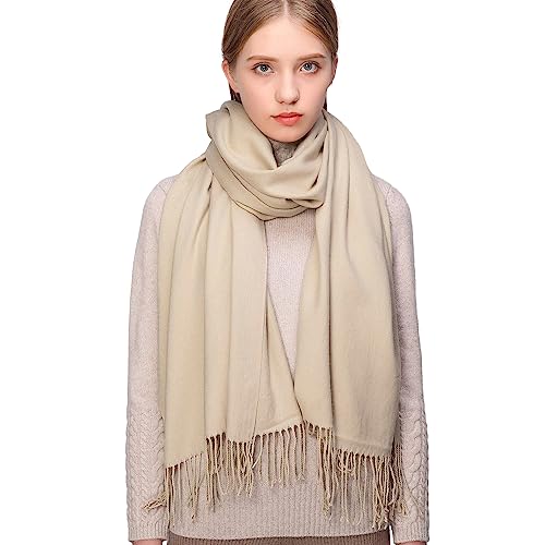 RIIQIICHY Women's Scarf Pashmina Shawls and Wraps for Evening Dress Bridesmaid Wedding Bridal Winter Warm Long Large Scarves - color: Beige